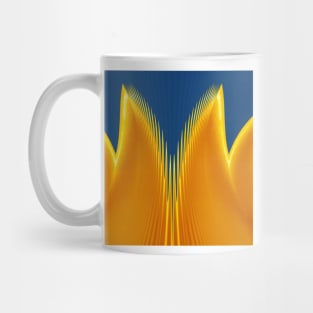 Hallelujah . Abstract featherweight symmetrical design in vivid yellow and bright blue Mug